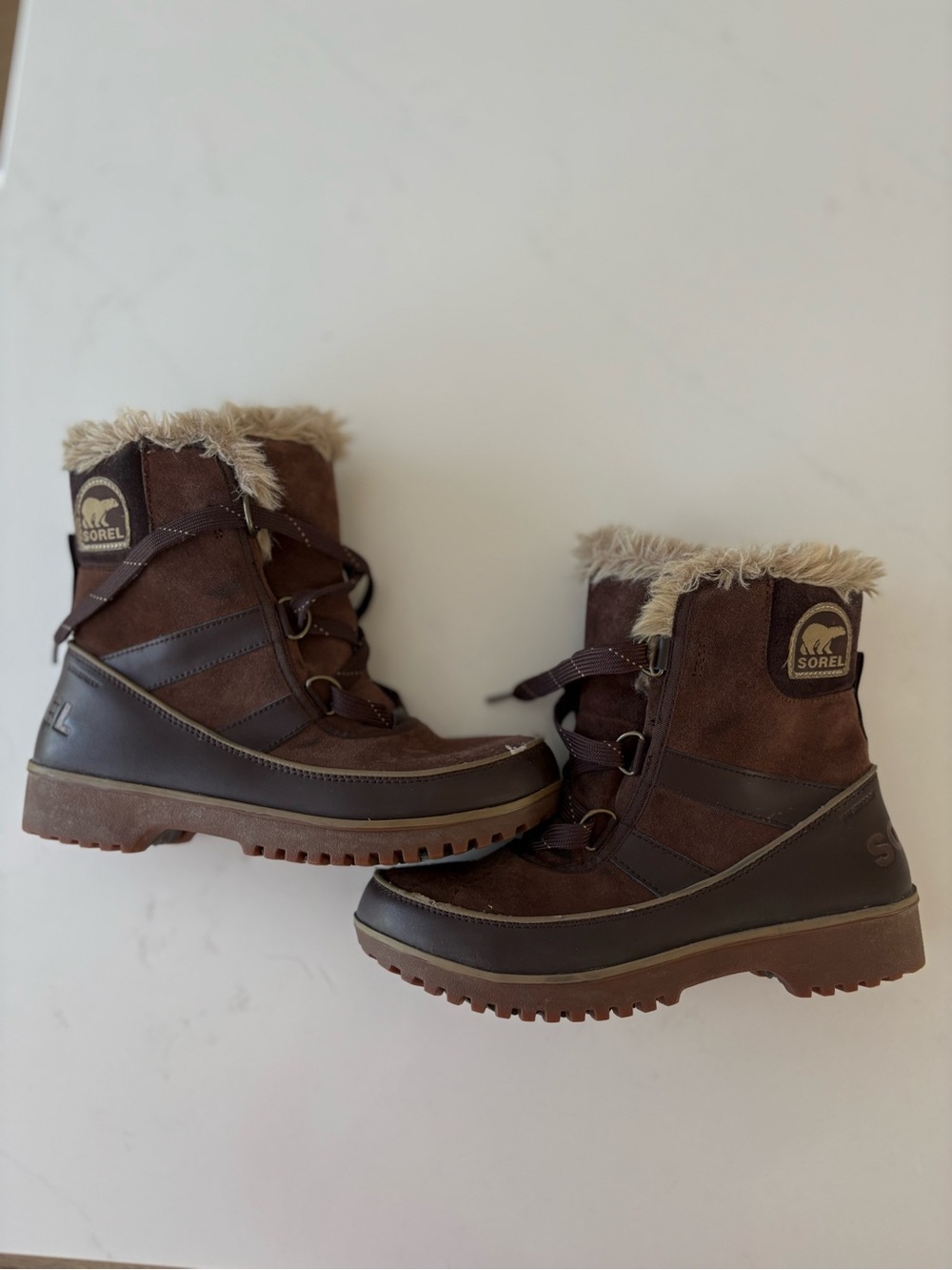 SOREL Tivoli Winter Boots Size 7 Brown Faux Fur Snow Fall Outdoors Cozy Cabin - Picture 2 of 11